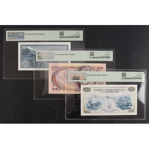 708 - Luxembourg (3), a high grade group all PMG graded, 100 Francs dated 1st May 1981, serial I 1047420 (... 