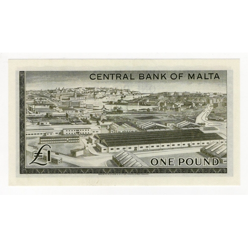 729 - Malta 1 Pound issued 1968, Queen Elizabeth II portrait at right, signed P.L. Hogg, serial A/2 611716... 