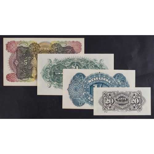 739 - Mozambique (4), Companhia de Mocambique, Beira, 5 Libras, 1 Libra, 1/2 Libra dated 1934 and 20 Centa... 