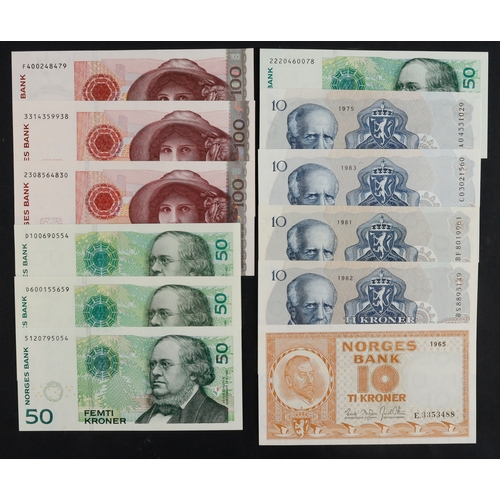 761 - Norway (12), 100 Kroner (3) dated 2003, 2006 & 2010, 50 Kroner (4) dated 2003, 2005, 2008 & 2011, 10... 