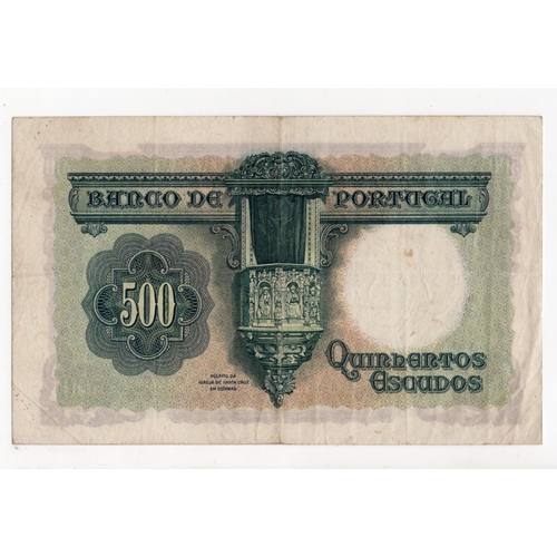 806 - Portugal 500 Escudos dated 1942, serial SZ 14160 (Pick155) one pinhole, Fine+