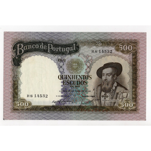 807 - Portugal 500 Escudos dated 27th May 1958, serial RS 14532 (Pick162) original EF