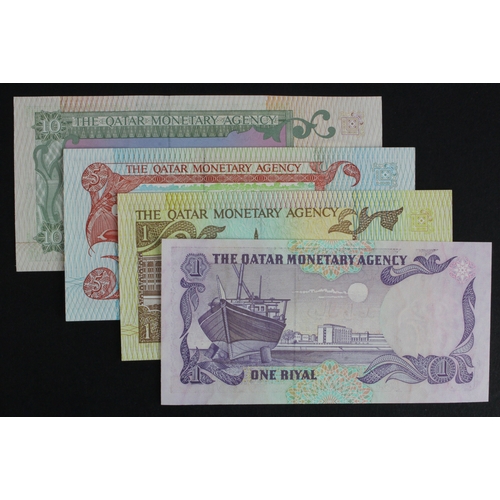 813 - Qatar (4), 10 Riyals, 5 Riyals & 1 Riyal, Qatar Monetary Agency, issued 1980's, signed Abdulaziz al-... 