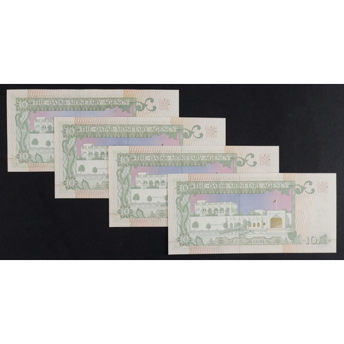 815 - Qatar 10 Riyals (4) not dated (issued 1980's), Qatar Monetary Agency, including a consecutively numb... 