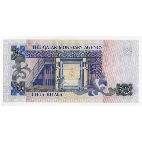 818 - Qatar 50 Riyals not dated issued 1989, Qatar Monetary Agency, serial J/3 091416 (BNB B110a, Pick10) ... 