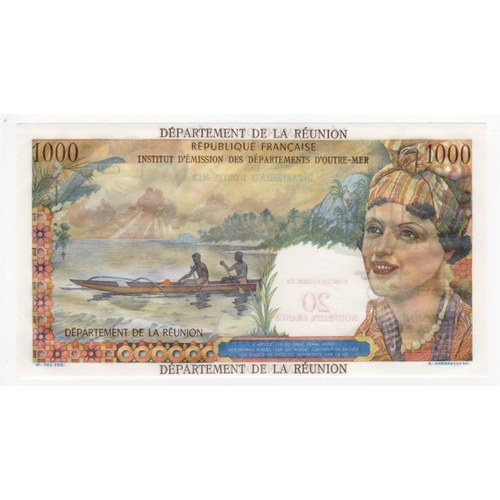 819 - Reunion 20 Nouveaux Francs overprint on 1000 Francs issued 1971, signed Postel-Vinay and Clappier, n... 