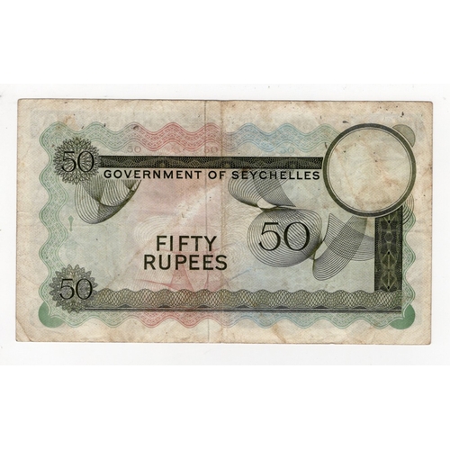 837 - Seychelles 50 Rupees dated 1st October 1970, the famous 'SEX' note, serial A/1 106552 (BNB B124c, Pi... 