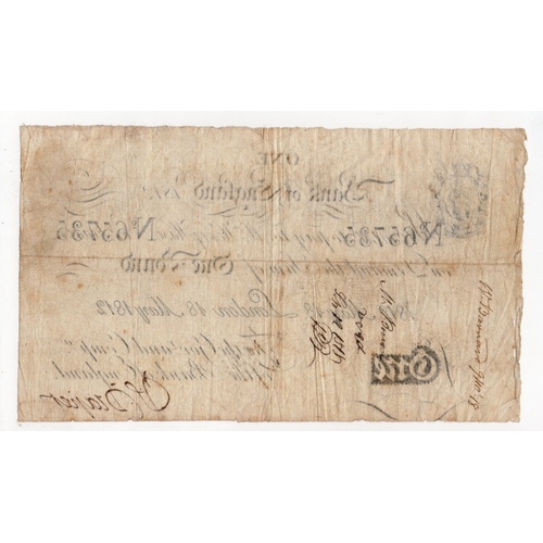 86 - Henry Hase 1 Pound dated 18th May 1812, a scarce early date, serial No. 65735 (B201b, Pick190) pinho... 