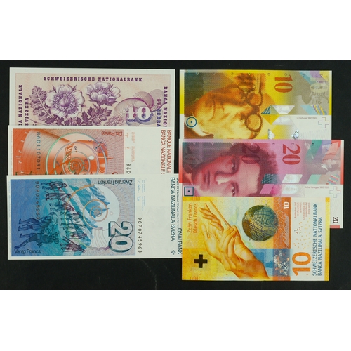 862 - Switzerland (6), 20 Franken (2) dated 2014 and 1990, 10 Franken (4) dated 2016, 2013, 1986 and 1977,... 