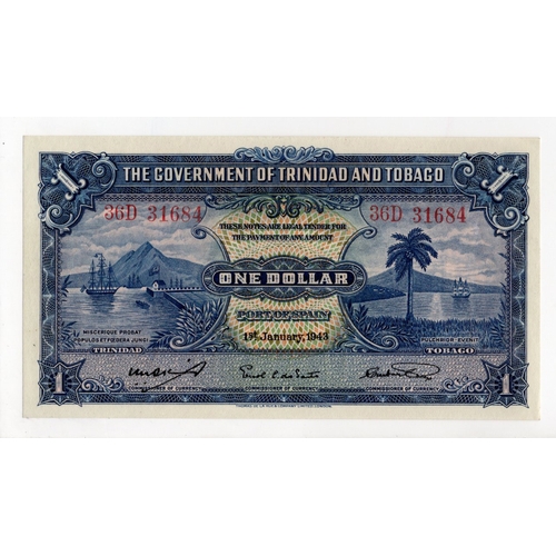 871 - Trinidad & Tobago 1 Dollar dated 1st January 1943, a key date difficult to find, serial 36D 31684 (B... 