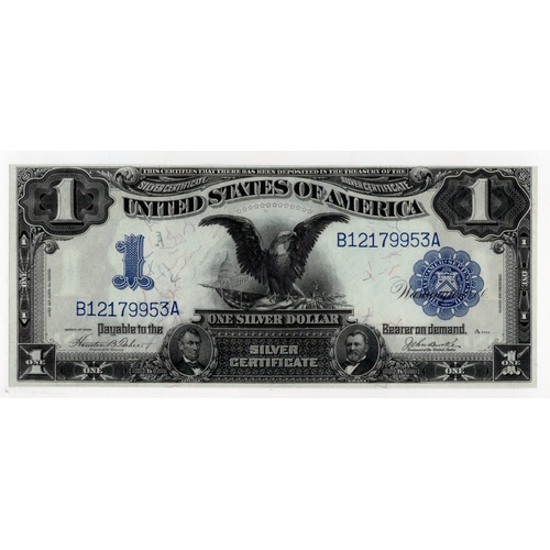 879 - United States of America 1 Dollar Silver Certificate dated 1899, signed Teehee & Burke, large Eagle ... 