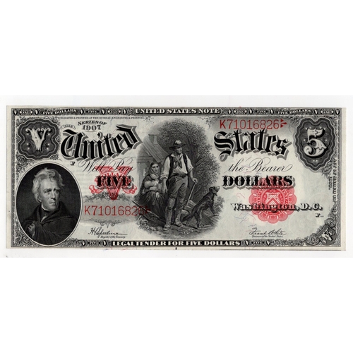 882 - United States of America 5 Dollars dated series of 1907, 'The Woodchopper', signature Speelman & Whi... 