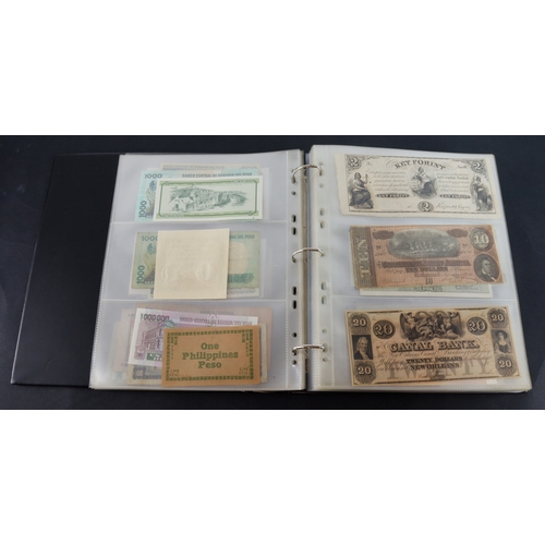 893 - World (220), collection in Hendon album, Turkey Ottoman, Confederate States, USA obsolete banks, Hun... 