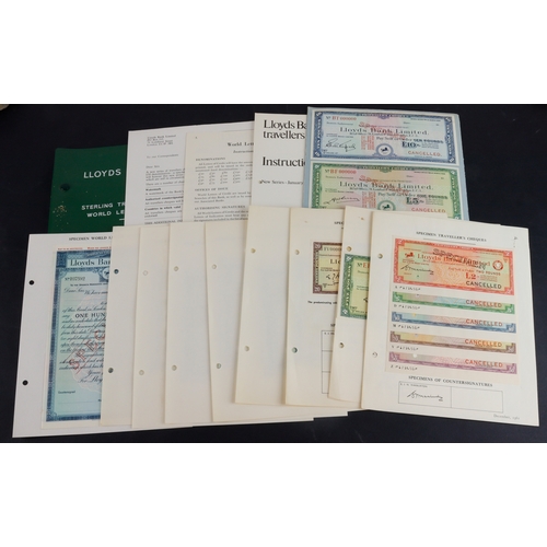 9 - Lloyds Bank Limited SPECIMEN Letters of Credit, Letters of Indication and Travellers Cheques 1940's ... 