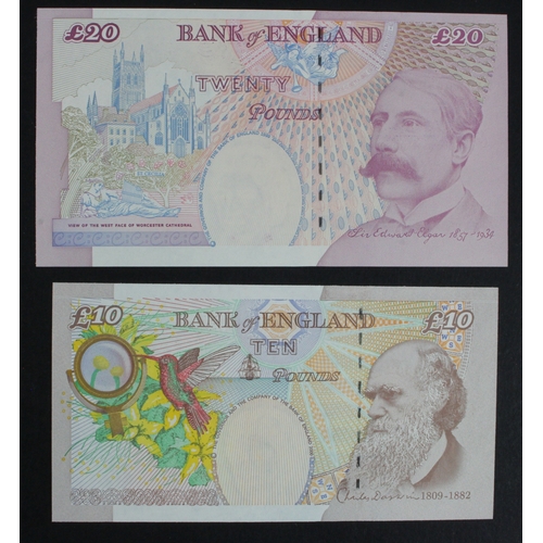 92 - Lowther (2), 20 Pounds issued 1999 and 10 Pounds issued 2000, a pair of FIRST RUN 'AA01' notes with ... 