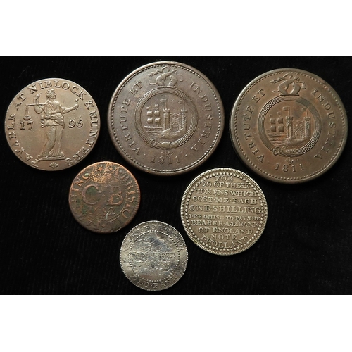 1005 - Tokens (6) West Country: 17thC: Bristol (Gloucs) City Farthing #12 VG; 18thC: Somersetshire: Bristol... 