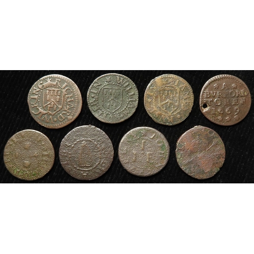 1009 - Tokens, 17thC South of England (8): Kent: Chatham, John Jeffery 1/4d #94 Fair; Gravesend, John Watso... 