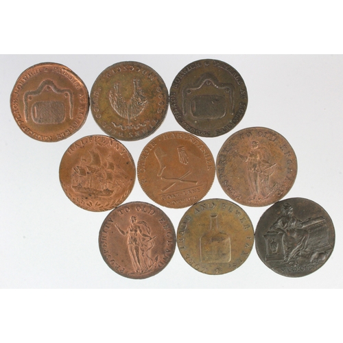 1022 - Tokens, 18thC (9) Norfolk Halfpennies: Norwich: Castle 1794 D&H #12 GEF with lustre; R. Campin Haber... 