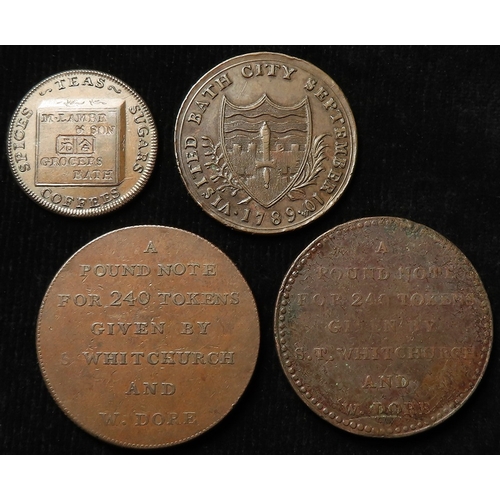 1026 - Tokens, 18thC Somerset copper (4): Bath, Whitchurch & Dore Penny 1811, #15, VF; ram type Penny 1811 ... 