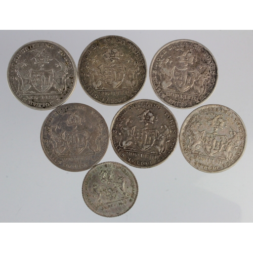 1030 - Tokens, 19thC (7) Bristol silver: E. Bryan, printer's Shilling 1811 x6, nVF-VF; and a W. Sheppard Si... 