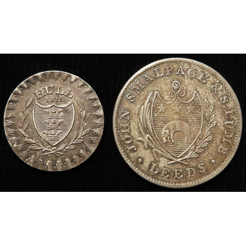 1036 - Tokens, 19thC silver (2) Yorkshire: Leeds, Smalpage & Lumb Shilling 1811, toned nEF, light scratch; ... 