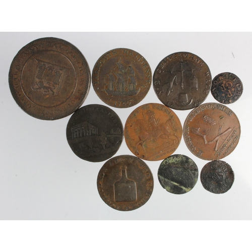 1044 - Tokens, Norfolk (9): 17thC: Diss town Farthing 1669 bent VG; Norwich, George Reeve 1/4d #190-3, VG/F... 