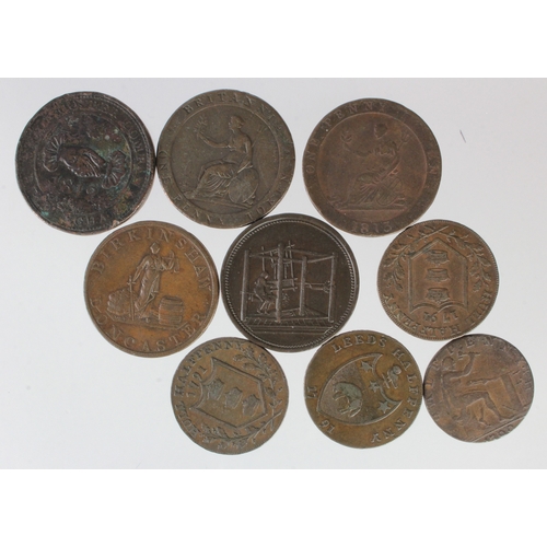 1045 - Tokens, North of England (9): 18thC: Yorkshire: Hull 1/2d #20 VF, and #17 GF; Leeds 1/2d #47 VF, and... 