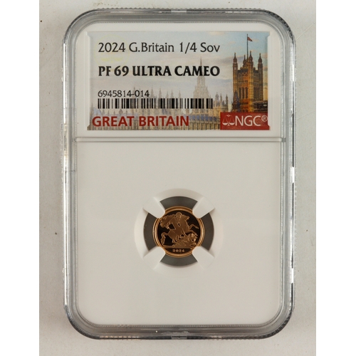 12 - Quarter Sovereign 2024 Proof slabbed NGC PF 69 ULTRA CAMEO.