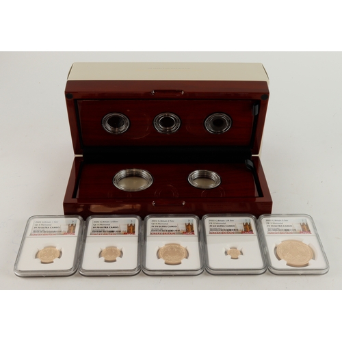 13 - Royal Mint: Queen Elizabeth II Memorial Sovereign 2022 Five-Coin Gold Proof Set (Charles III portrai... 