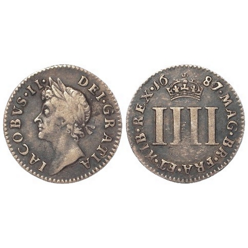 137 - Maundy Fourpence 1687/6, S.3414, toned nVF