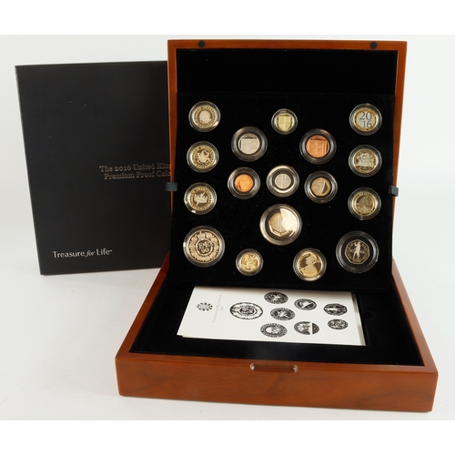 168 - Royal Mint: The 2016 United Kingdom Premium Proof Coin Set, aFDC (some light toning) cased with cert... 