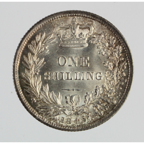 190 - Shilling 1845 nicely toned Unc/aUnc