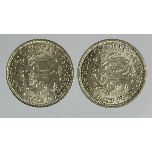 237 - Cyprus (2) silver 4&1/2 Piastres 1938 EF-UNC