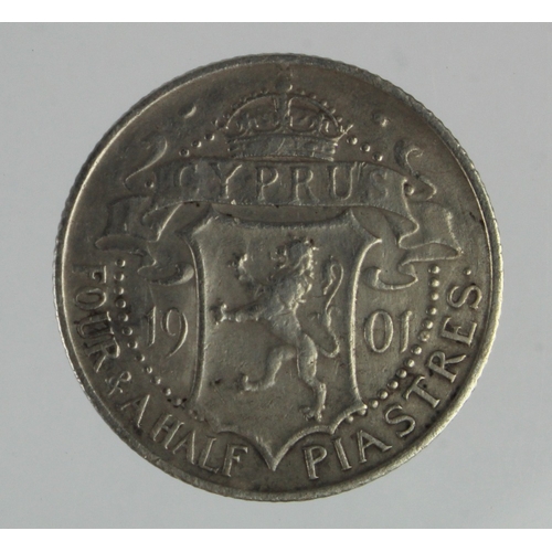 244 - Cyprus silver 4½ Piastres 1901 nVF