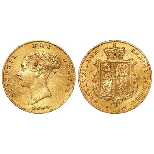 3 - Half Sovereign 1853, slightly scuffed and wavy aVF