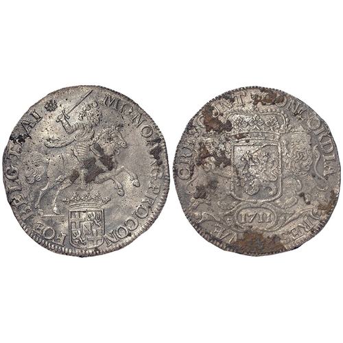 307 - Netherlands, Utrecht silver Ducaton (Rider) 1711 mm. rose, 32.26g, KM# 83.1; a shipwreck piece with ... 