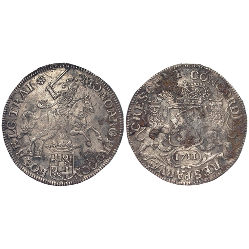 308 - Netherlands, Utrecht silver Ducaton (Rider) 1711 mm. rose, 32.31g, KM# 83.1; a shipwreck piece with ... 