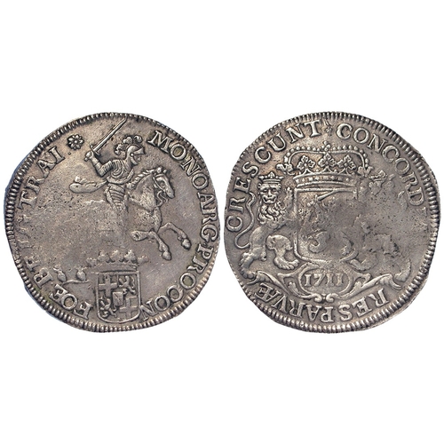 309 - Netherlands, Utrecht silver Ducaton (Rider) 1711 mm. rose, 32.42g, KM# 83.1; a shipwreck piece with ... 