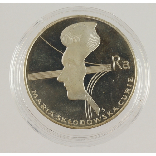 315 - Poland, Marie Curie silver proof 100 Zloty 1974, nFDC