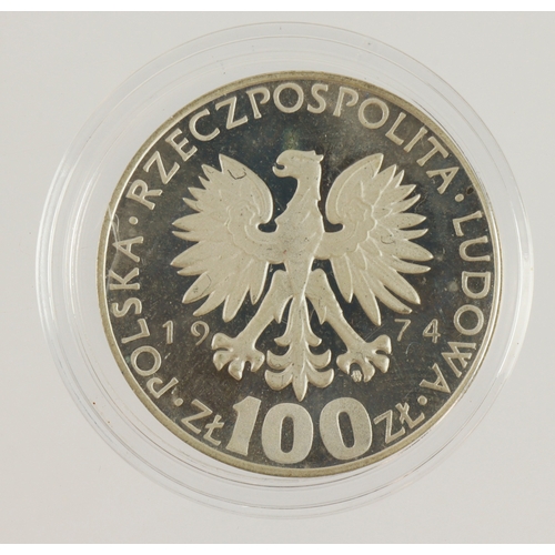 315 - Poland, Marie Curie silver proof 100 Zloty 1974, nFDC