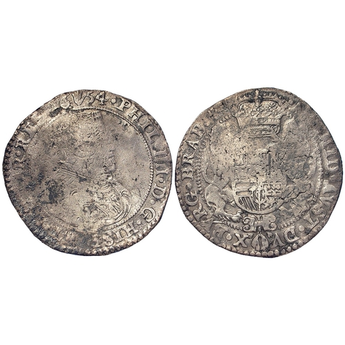 345 - Spanish Netherlands, Brabant, Philip IV silver Ducaton 1654 mm. hand (Antwerp), 32.10g, KM# 72.1; a ... 