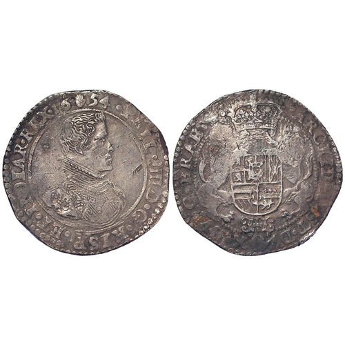 346 - Spanish Netherlands, Brabant, Philip IV silver Ducaton 1654 mm. hand (Antwerp), 32.49g, KM# 72.1; a ... 