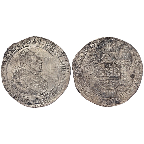 350 - Spanish Netherlands, Brabant, Philip IV silver Ducaton 1664 mm. hand (Antwerp), 28.77g, KM# 72.1; a ... 