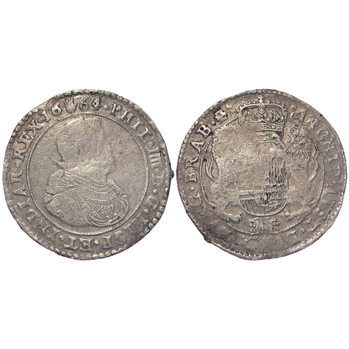 351 - Spanish Netherlands, Brabant, Philip IV silver Ducaton 1664 mm. hand (Antwerp), 31.85g, KM# 72.1; a ... 