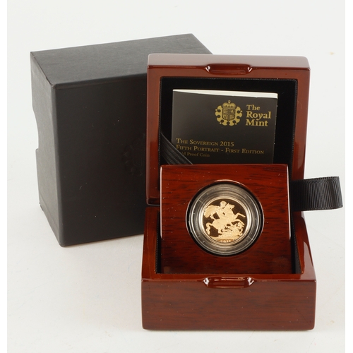 38 - Sovereign 2015 Proof FDC cased with cert and box.