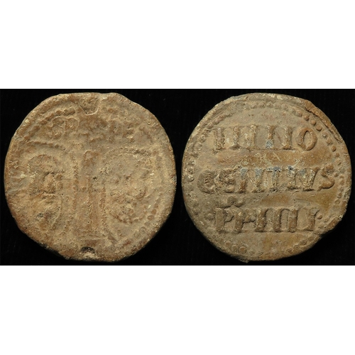 399 - Artefact: Papal Bulla of Pope Innocent IIII, 1243-1253, lead d.37mm, 40.78g.