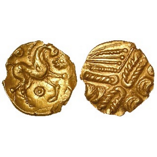 406 - Celtic Britain: Atrebates uninscribed abstract type gold Quarter Stater c.55-45BC, see S.48B. 1.07g.... 