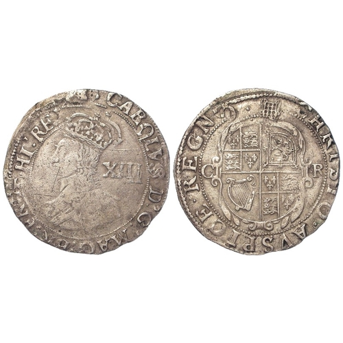 410 - Charles I Shilling mm. portcullis, S.2789, 5.94g, Fine, a few scratches, reverse VF.