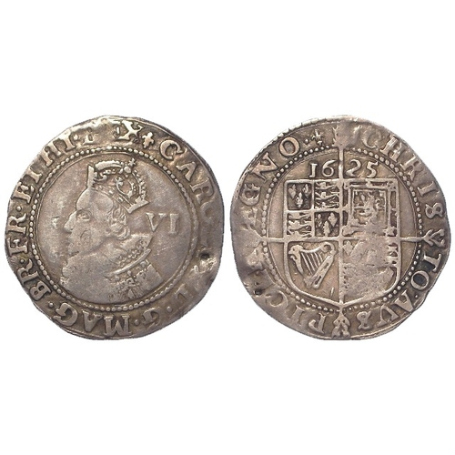 414 - Charles I silver Sixpence 1625 mm. lis, S.2805, 2.79g, F/GF, a few surface marks.