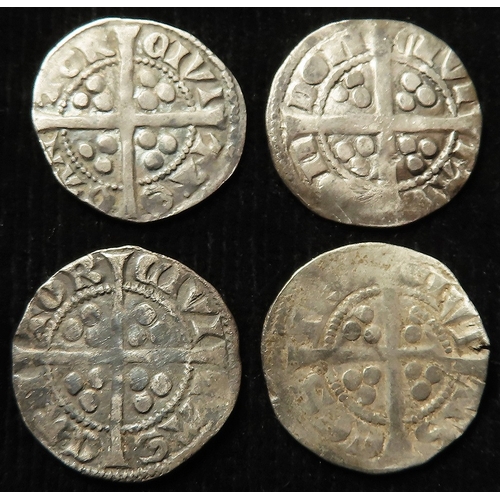 419 - Edward I silver Pennies (4): Canterbury, type 10cf1, 1.33g, S.1419, F/GF; Canterbury, type 10cf3, 1.... 